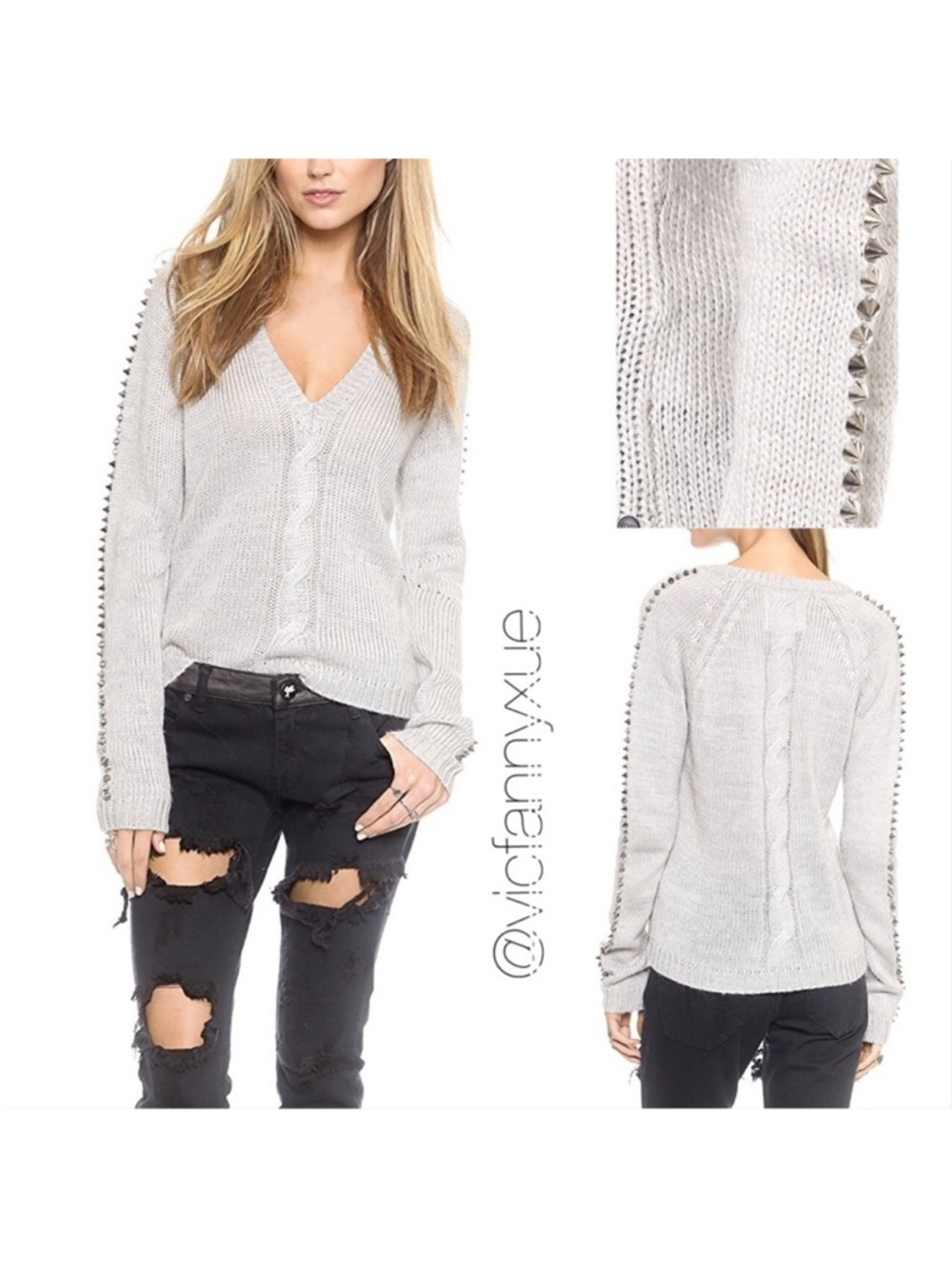 One by one teaspoon spiked sweater xs